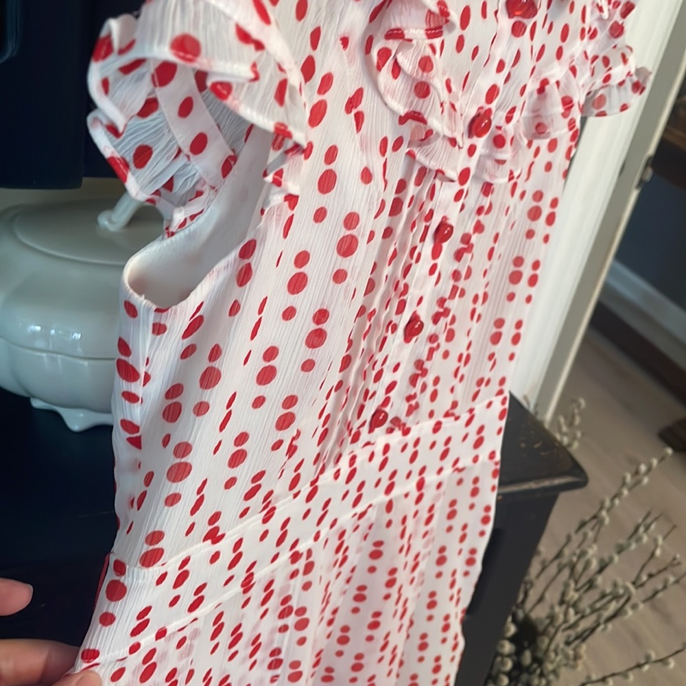 CLUB COCOA Vintage-Inspired Women’s Dress white with Red Dots size XS-S